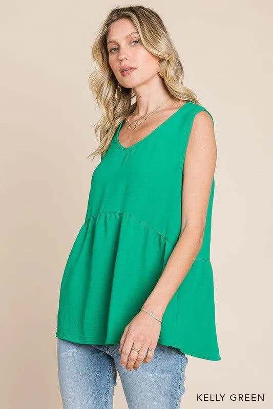 Baby Kale- womens sleeveless babydoll top tank