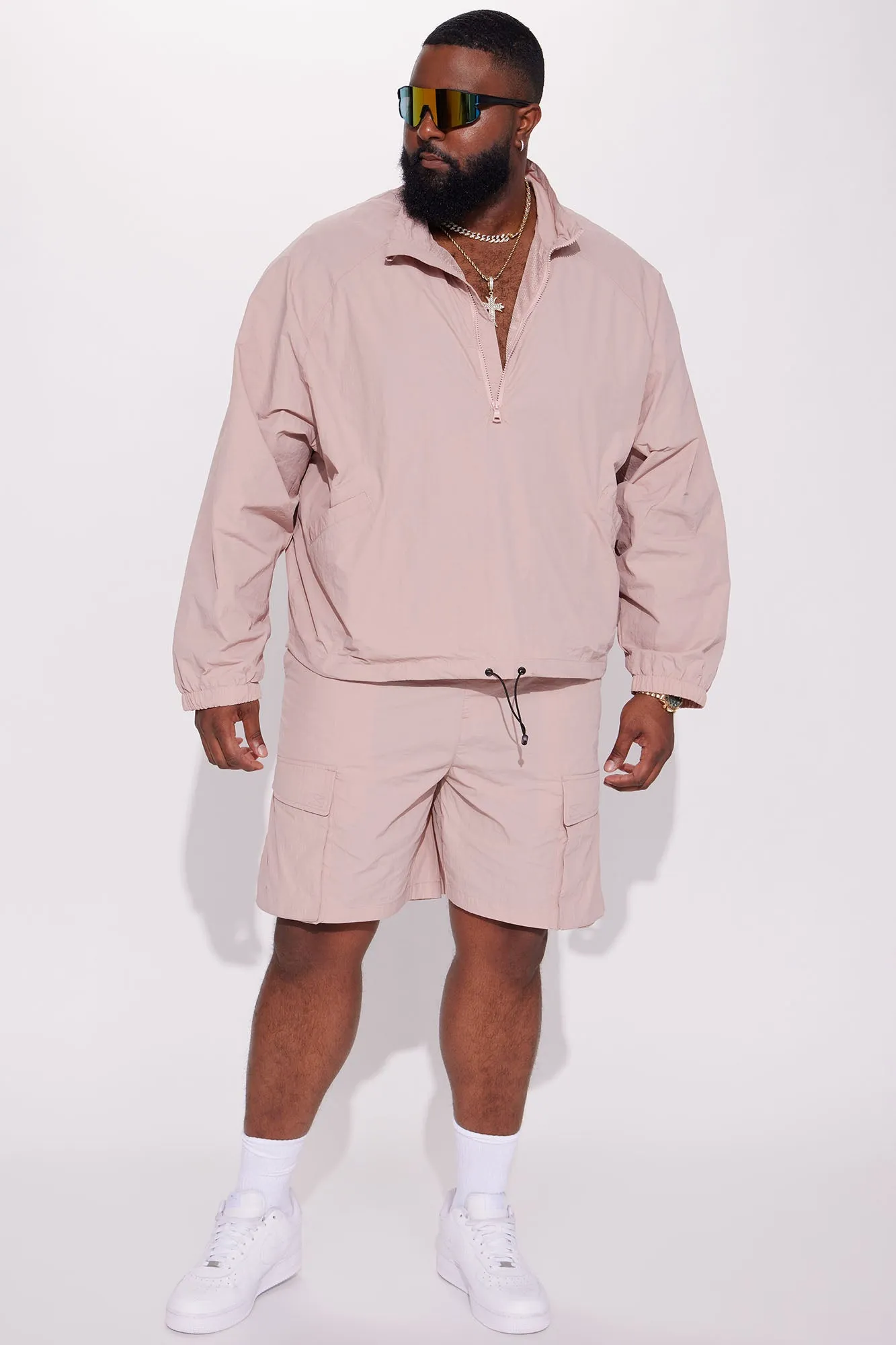 Batter Up Crinkle Nylon Technical Anorak - Mauve