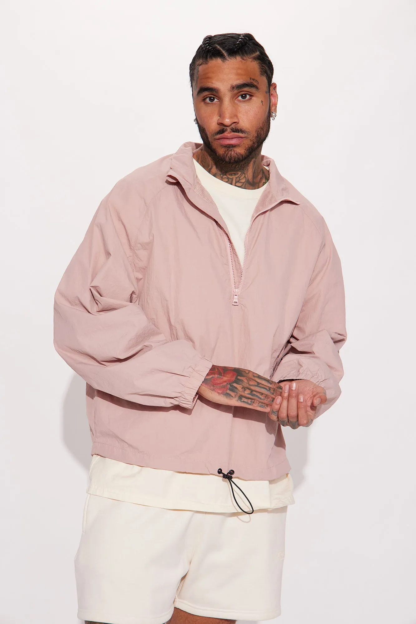 Batter Up Crinkle Nylon Technical Anorak - Mauve