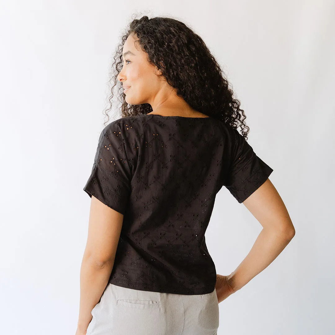 Boss Tee, Black Eyelet