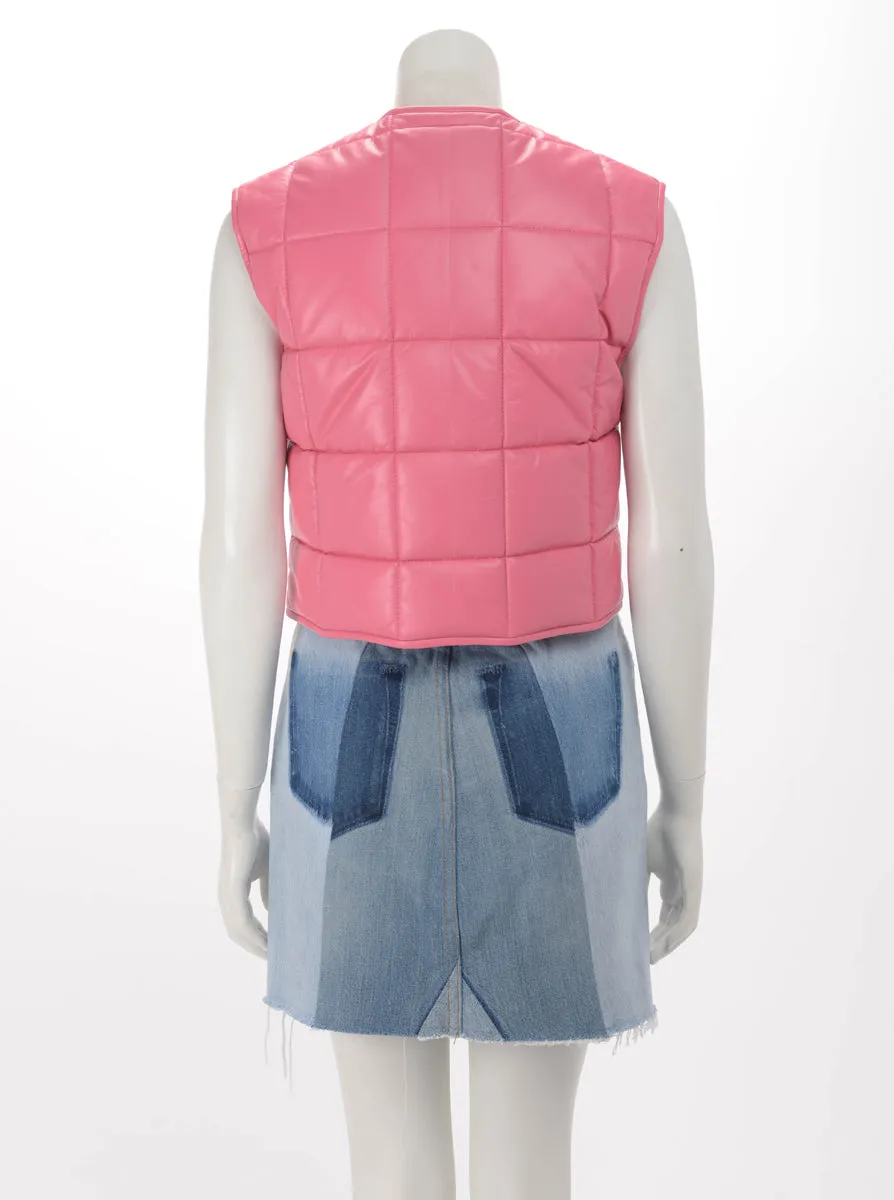 Bottega Veneta Pink Lambskin Quilted Vest XS