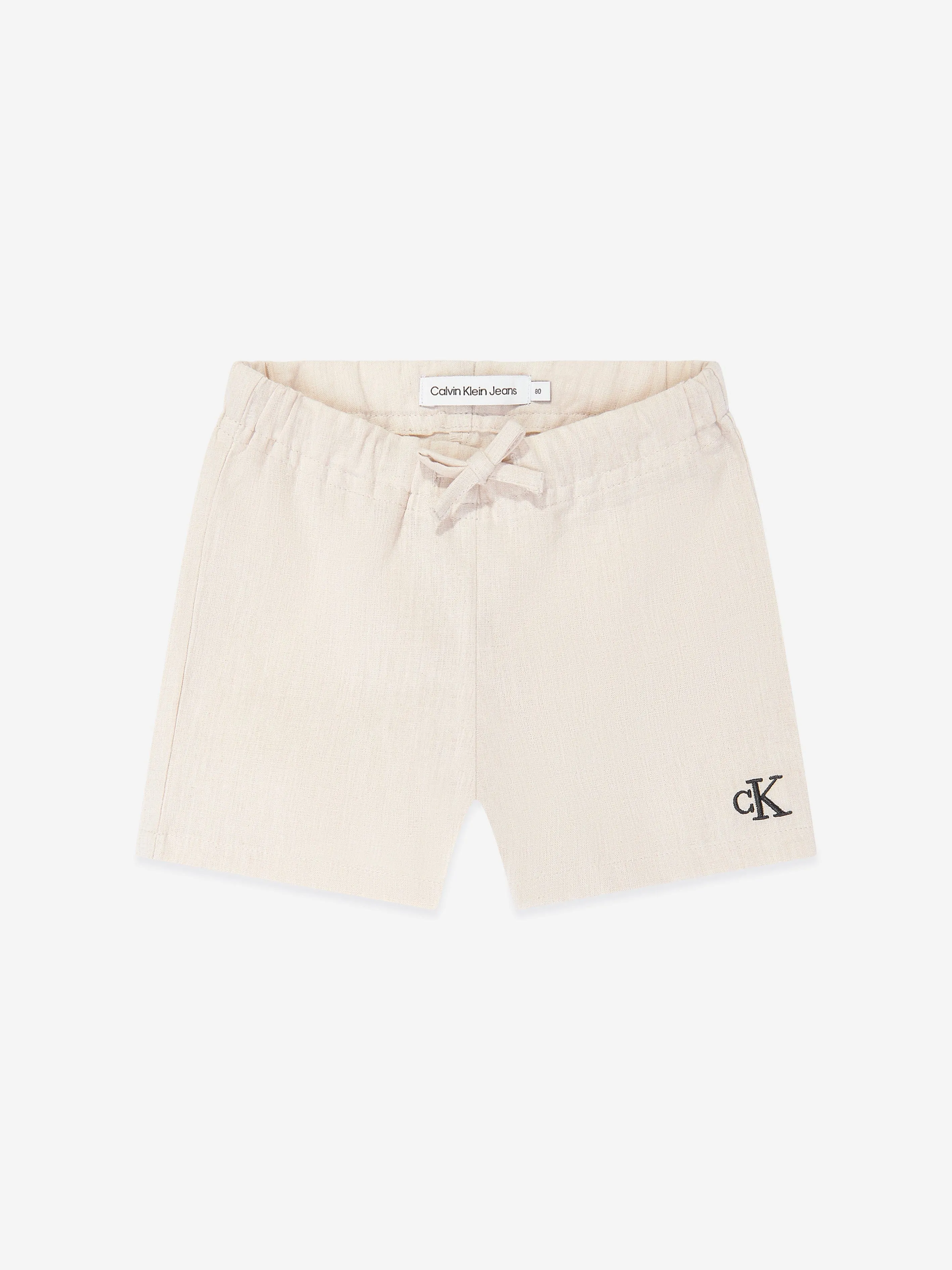 Calvin Klein Baby Boys Linen Blend Shorts Set in Beige