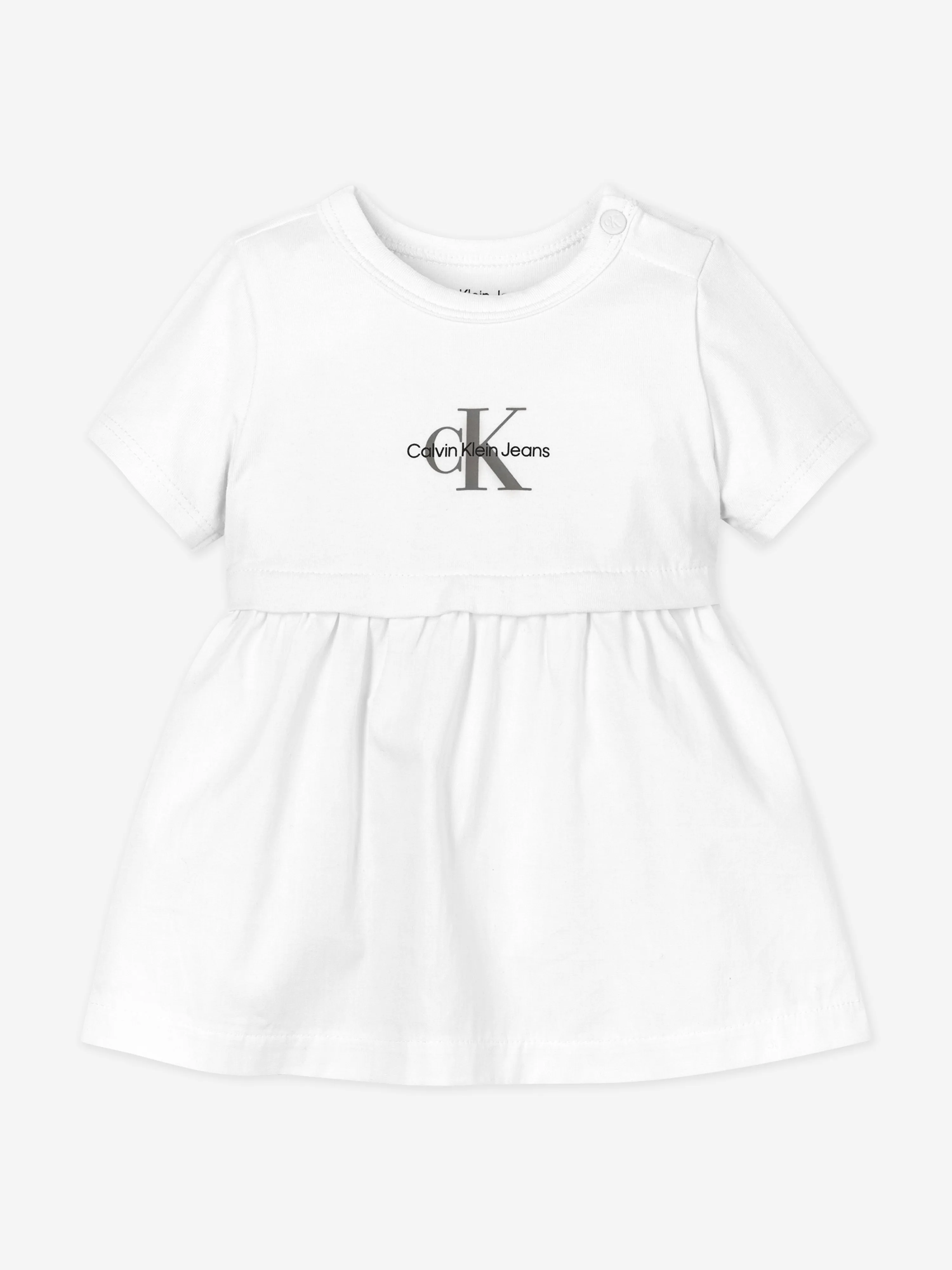 Calvin Klein Baby Girls Monogram Logo Dress Set in White