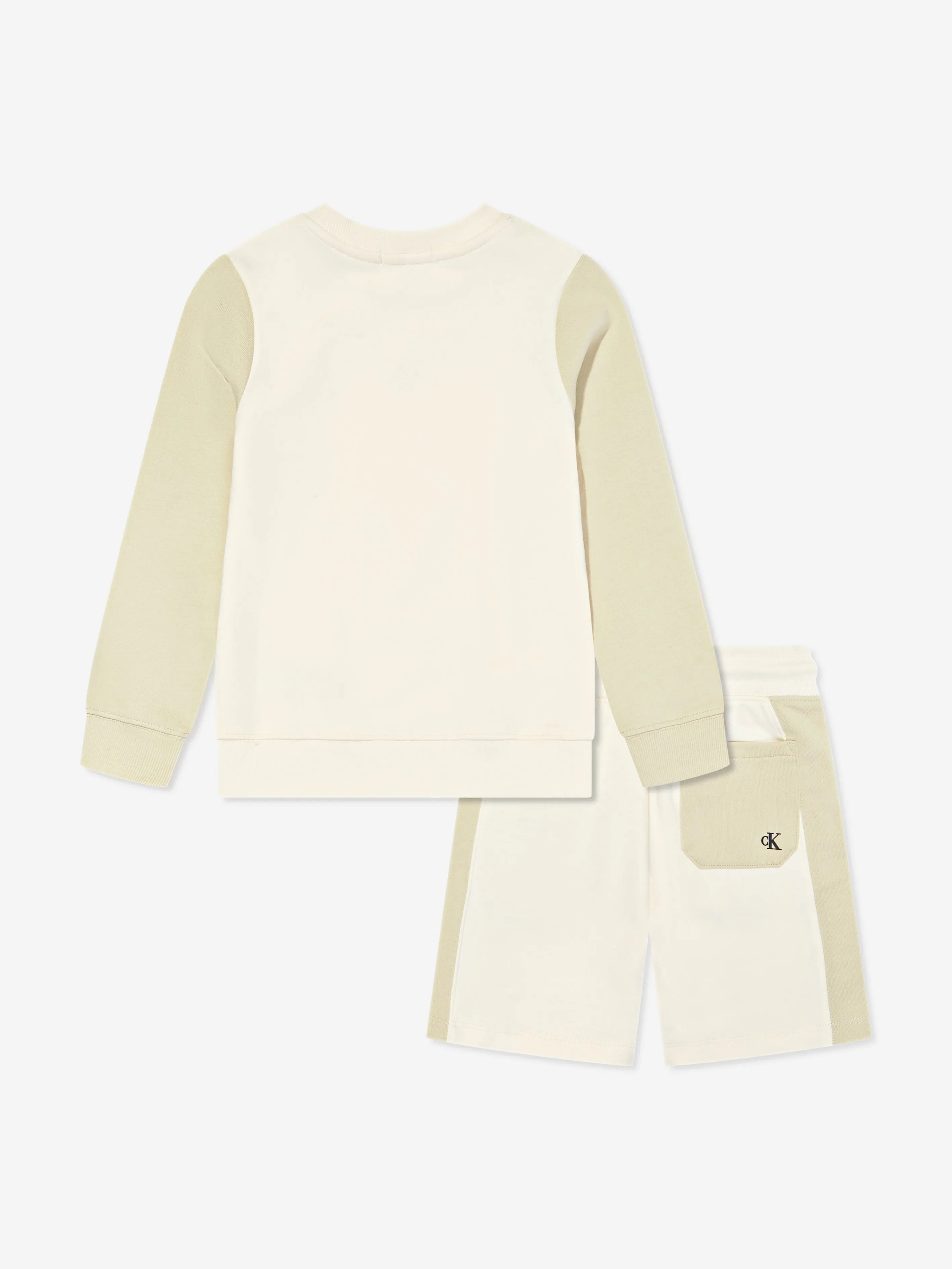 Calvin Klein Boys Colourblock Shorts Set in Beige