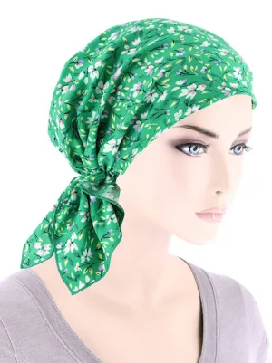 CE-BDNASCARF-920#The Shorty Scarf in Green Ditsy Floral