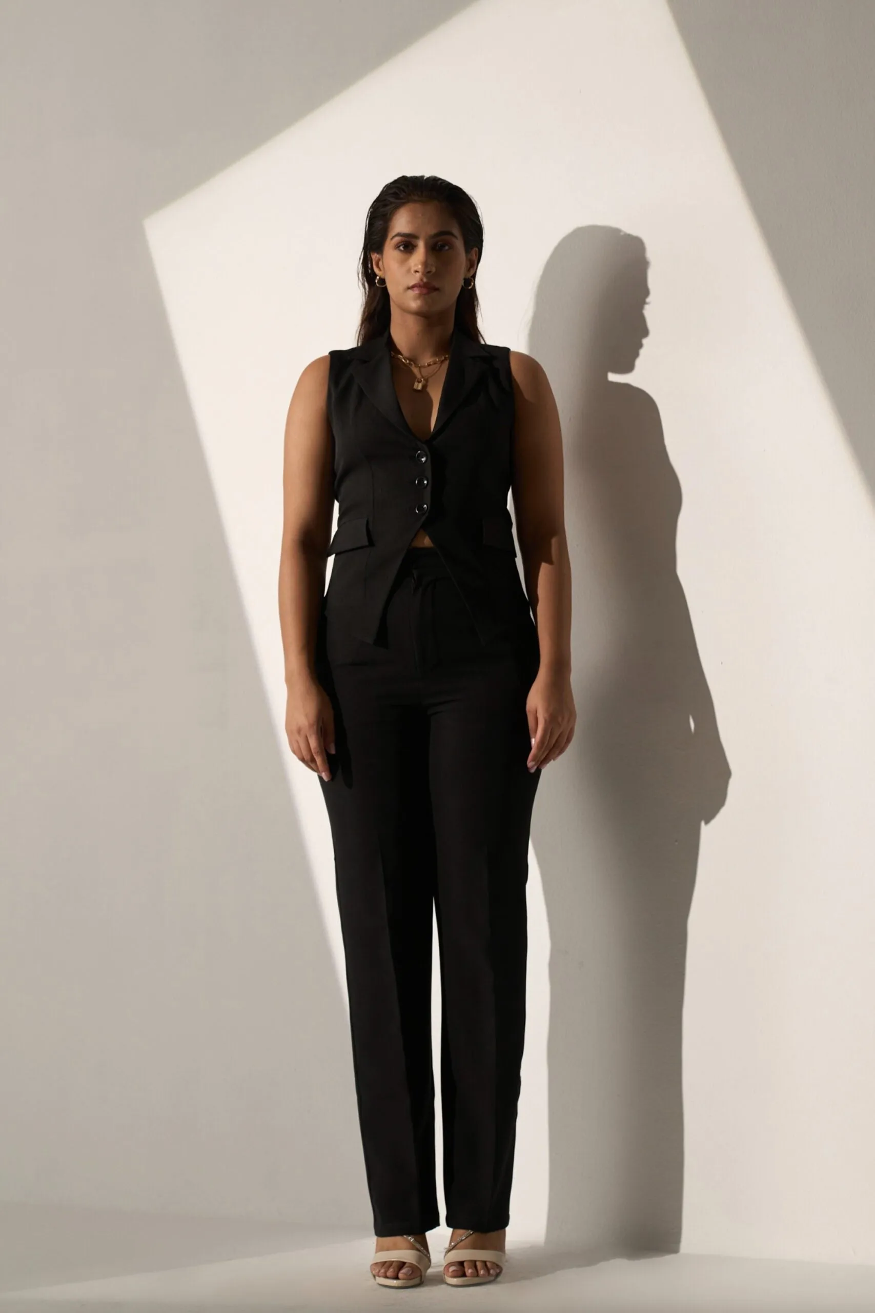 Classic Women's Waistcoat and Straight cut flared Pants