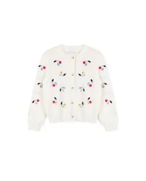 Colorful Embroidered Cherry Cardigan