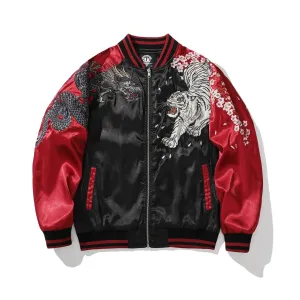 Dragon Phoenix Embroidered Bomber Jacket