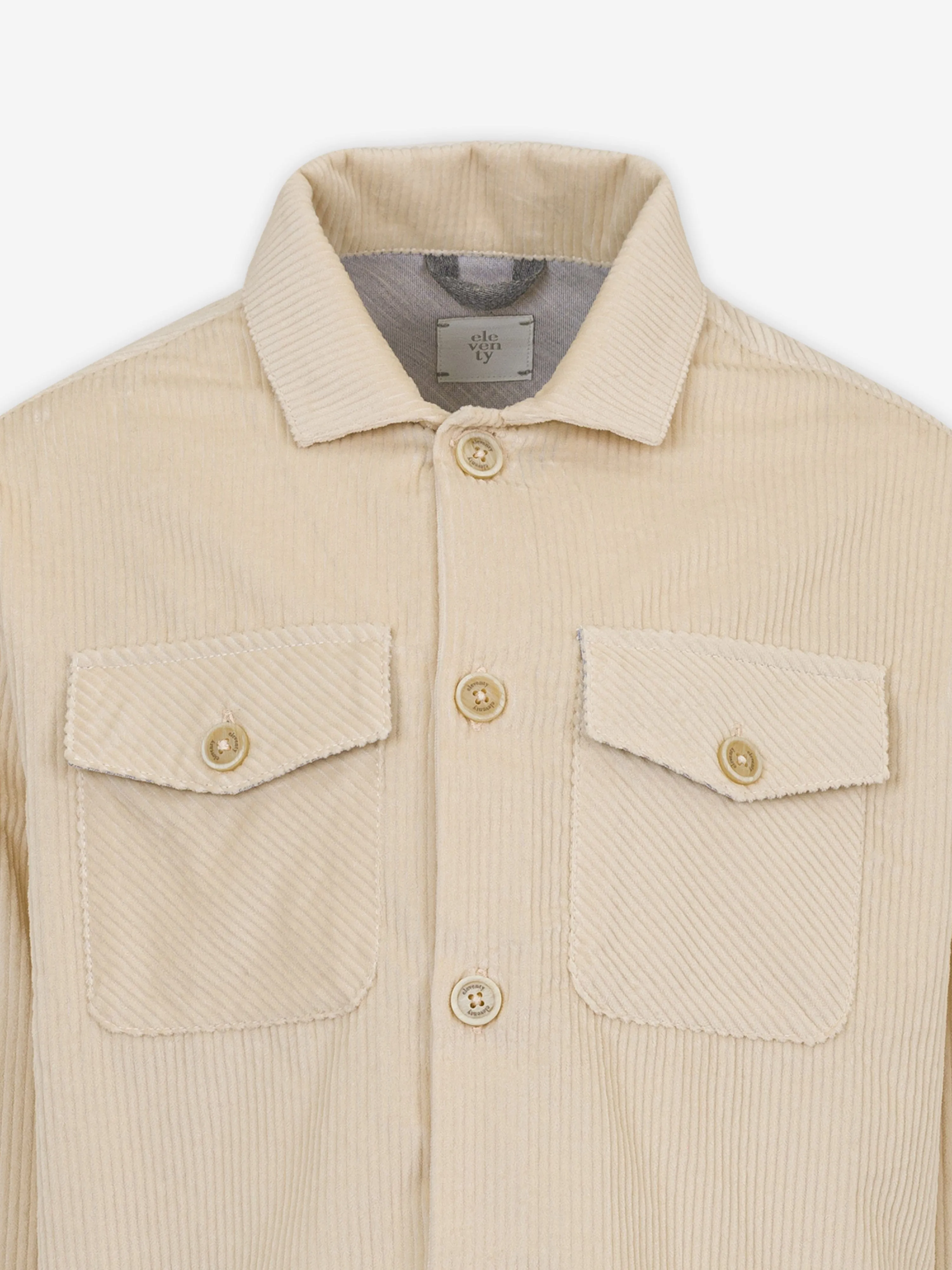 Eleventy Boys Branded Overshirt in Beige