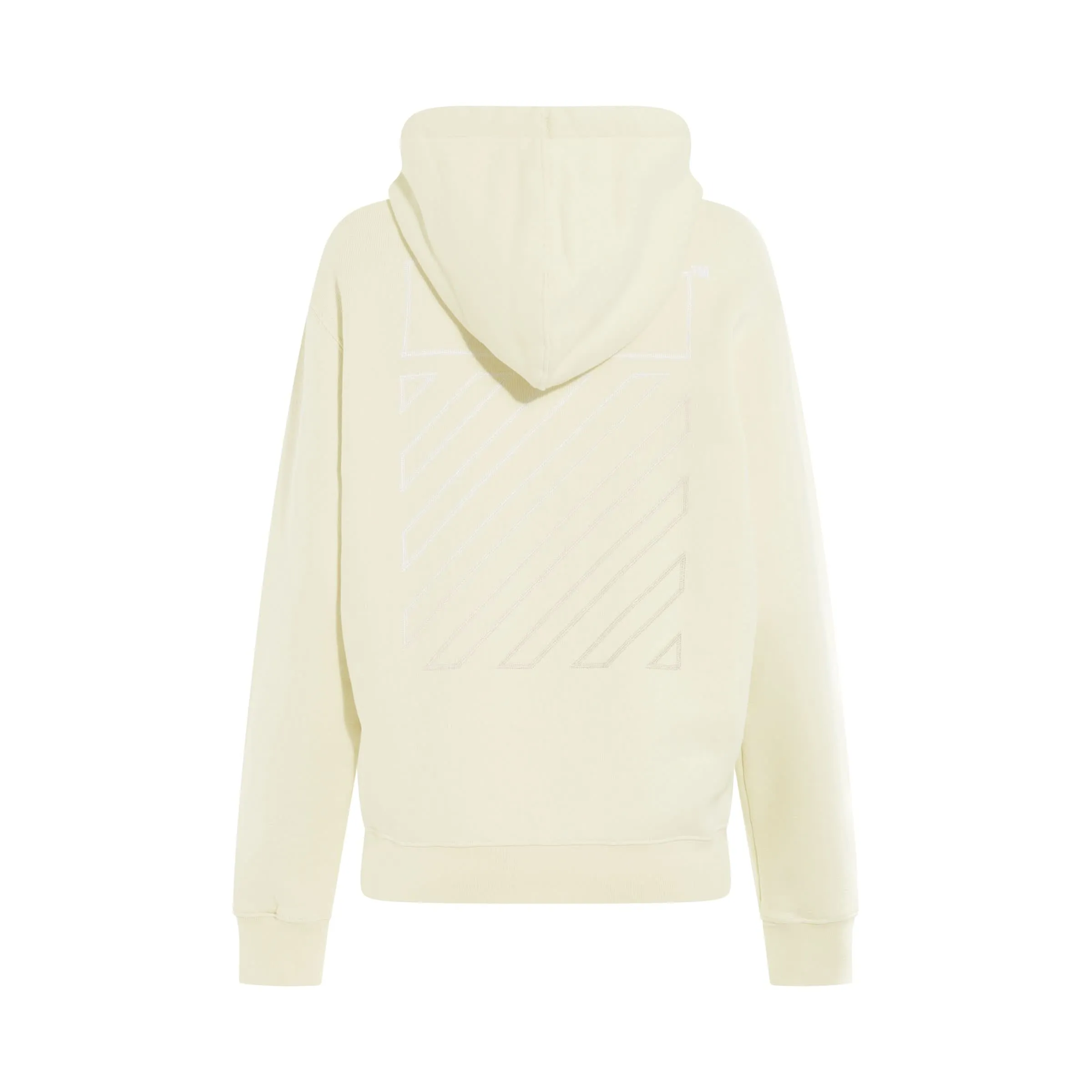 Embroidered Diagonal Tab Hoodie in Beige