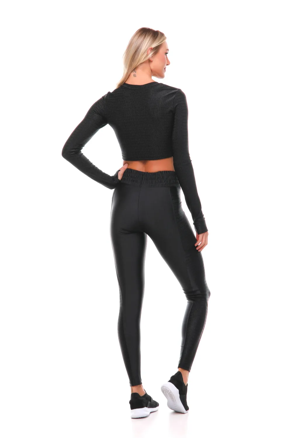 Fearless Black Long Sleeve Crop Top