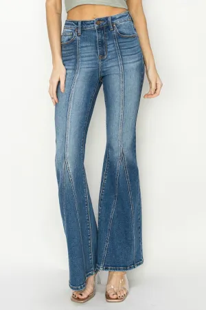 Full Size High Rise Front Seam Detailed Flare Jeans