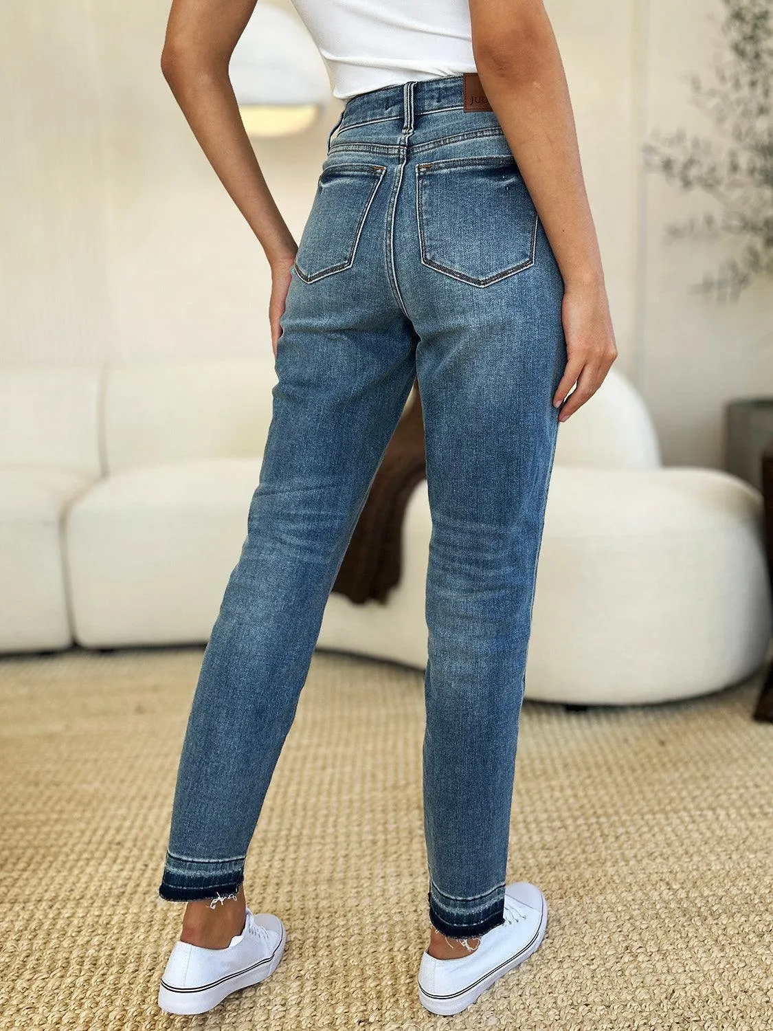 Full Size Mid Rise Hem Jeans