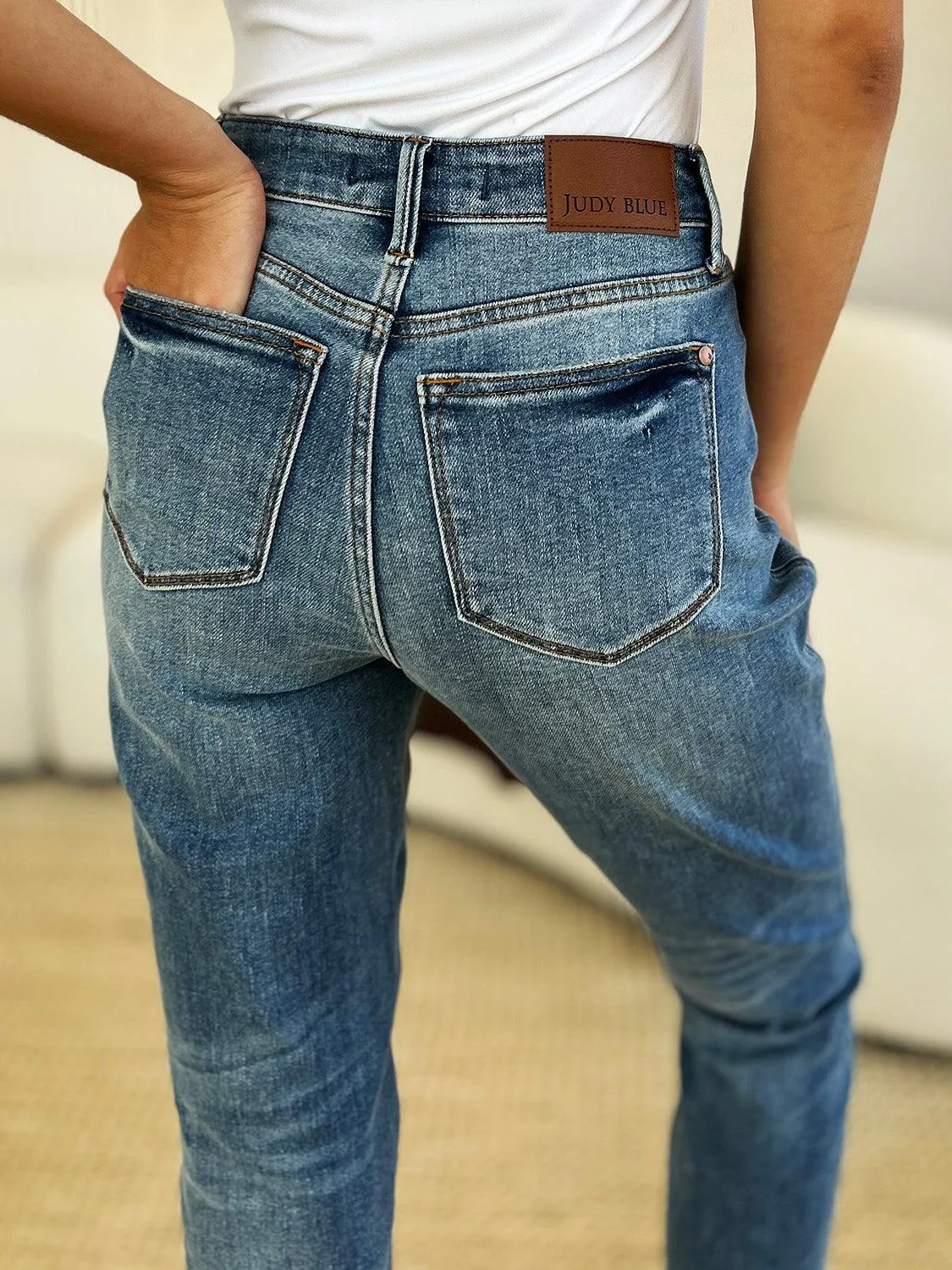 Full Size Mid Rise Hem Jeans