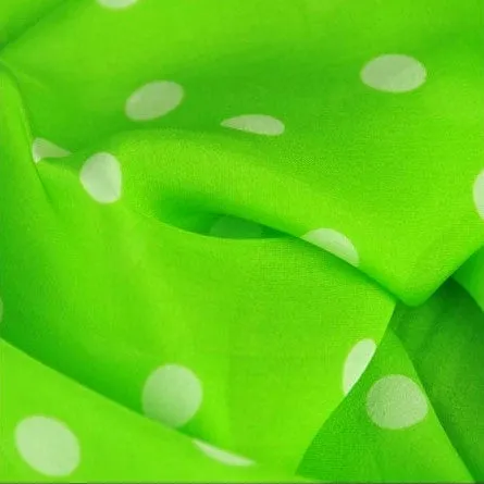 GREEN POLKA DOT SCARF - 67x26"