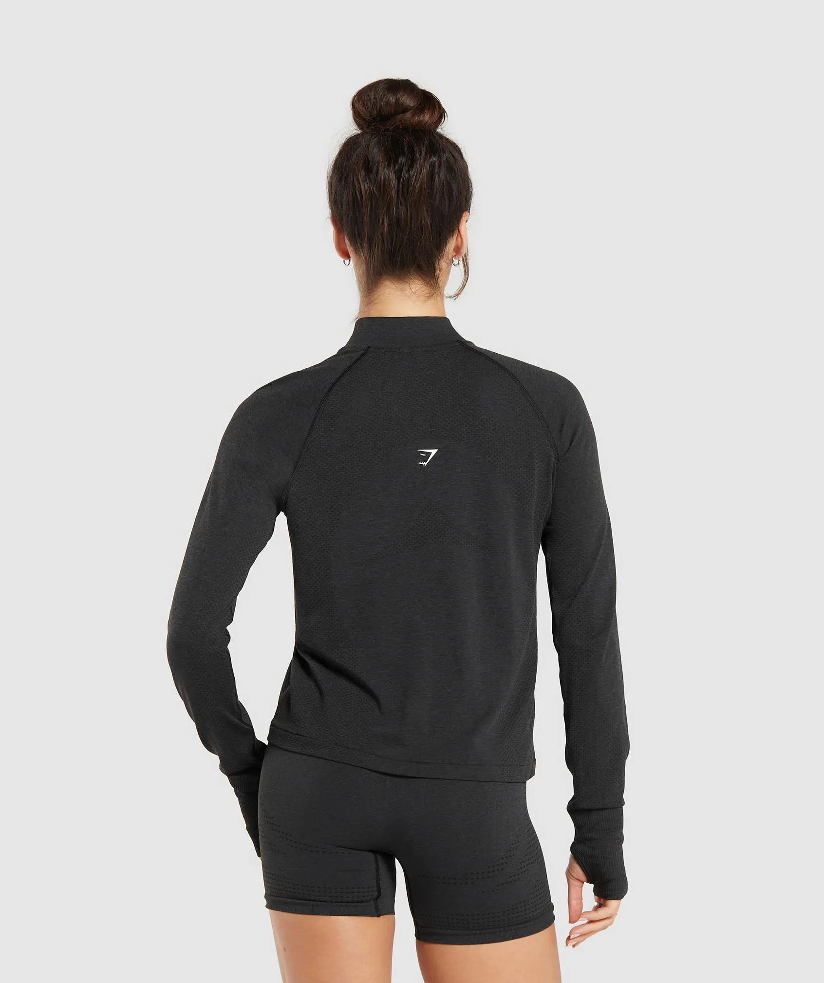 Gymshark Vital Seamless 2.0 1/4 Zip Pullover - Black Marl