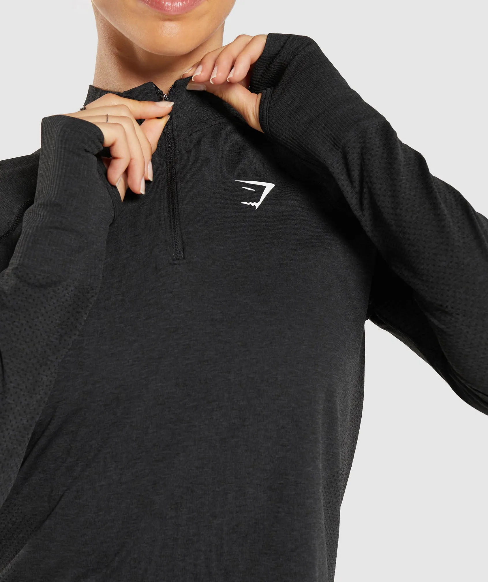 Gymshark Vital Seamless 2.0 1/4 Zip Pullover - Black Marl