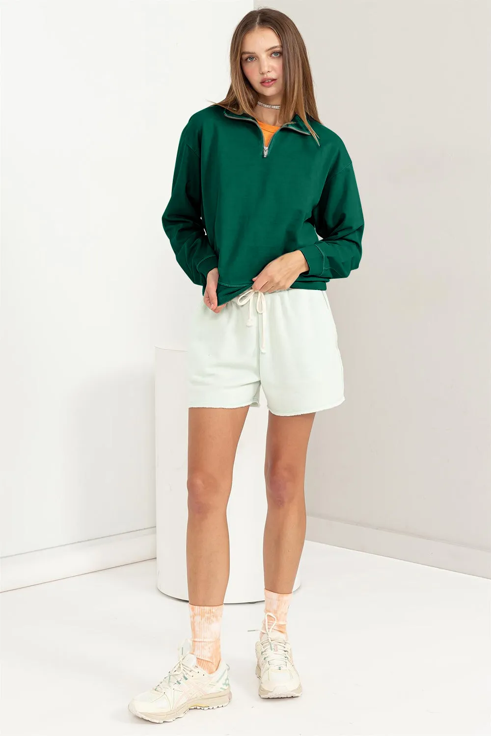 Half Zip Drop Shoulder Sweatshirt