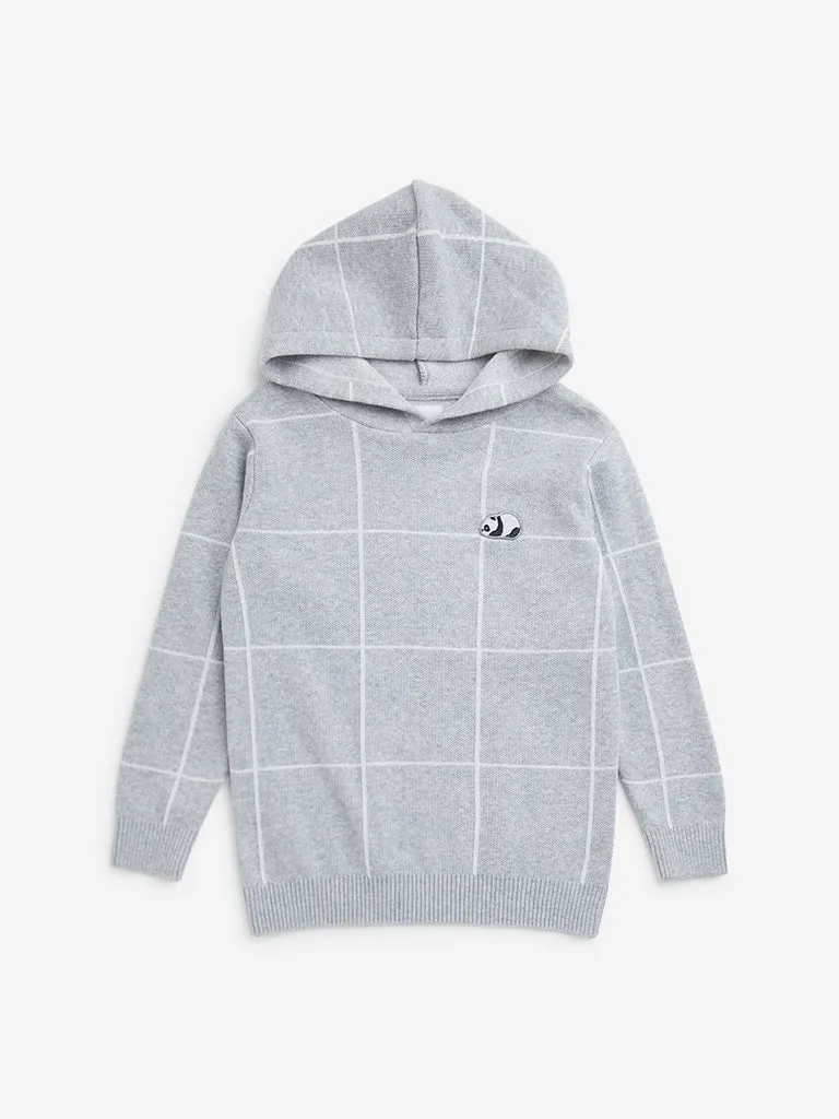 HOP Kids Grey Checkered Hoodie