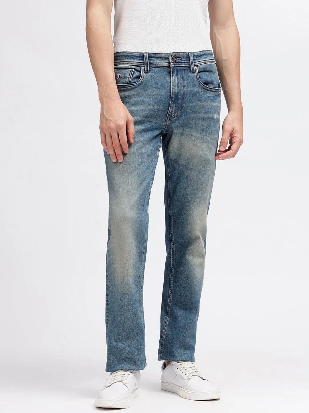 Iconic Men Blue Washed Mid-Rise Slim Fit Jeans