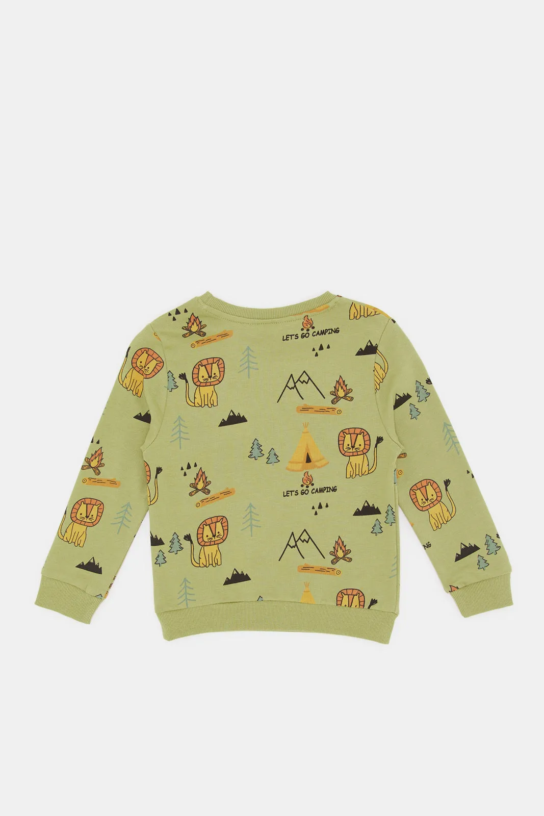 Infant Boys Olive Printed Sweatshirt