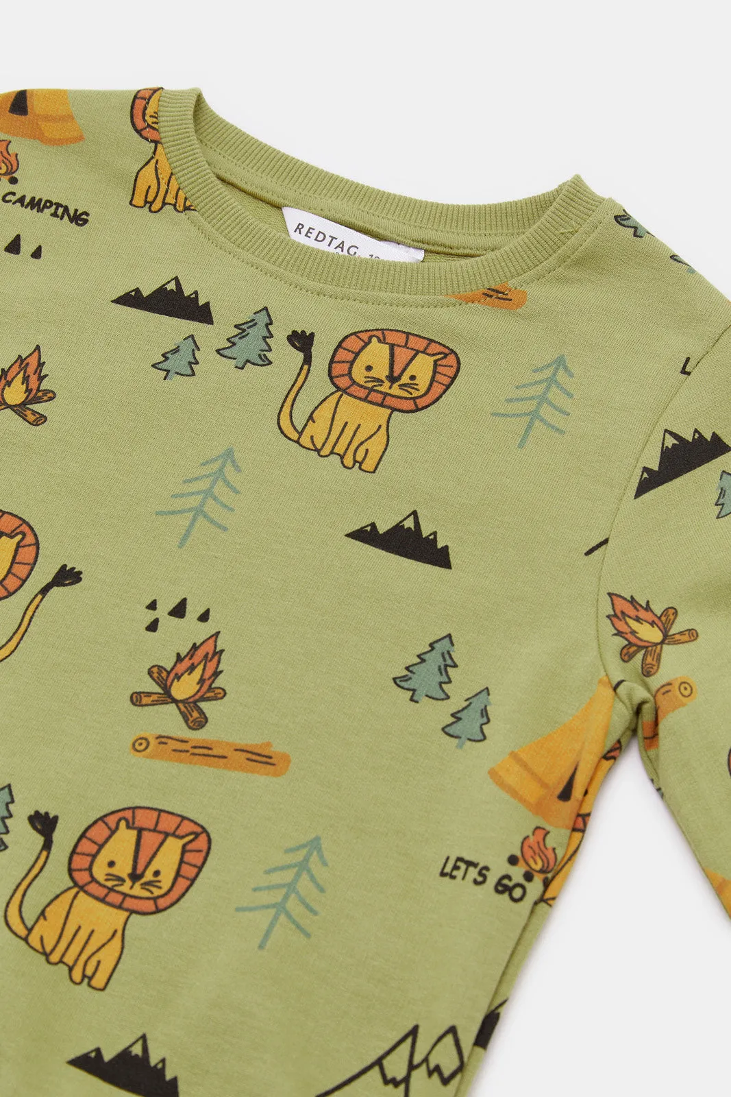 Infant Boys Olive Printed Sweatshirt