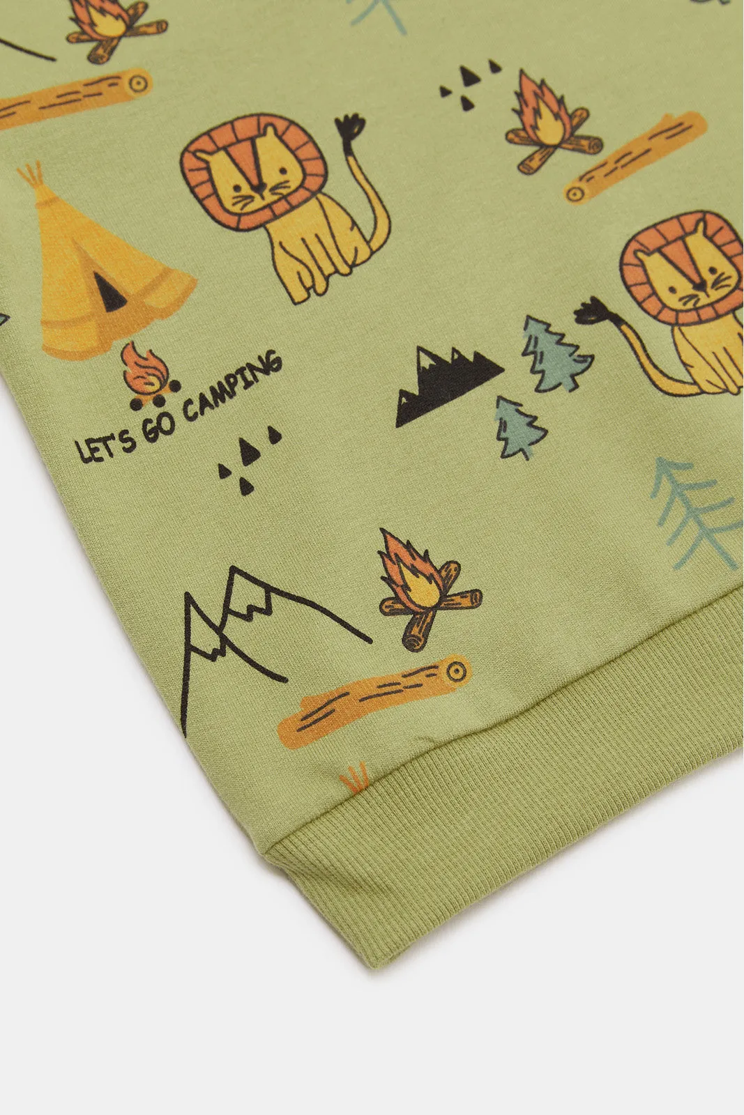 Infant Boys Olive Printed Sweatshirt