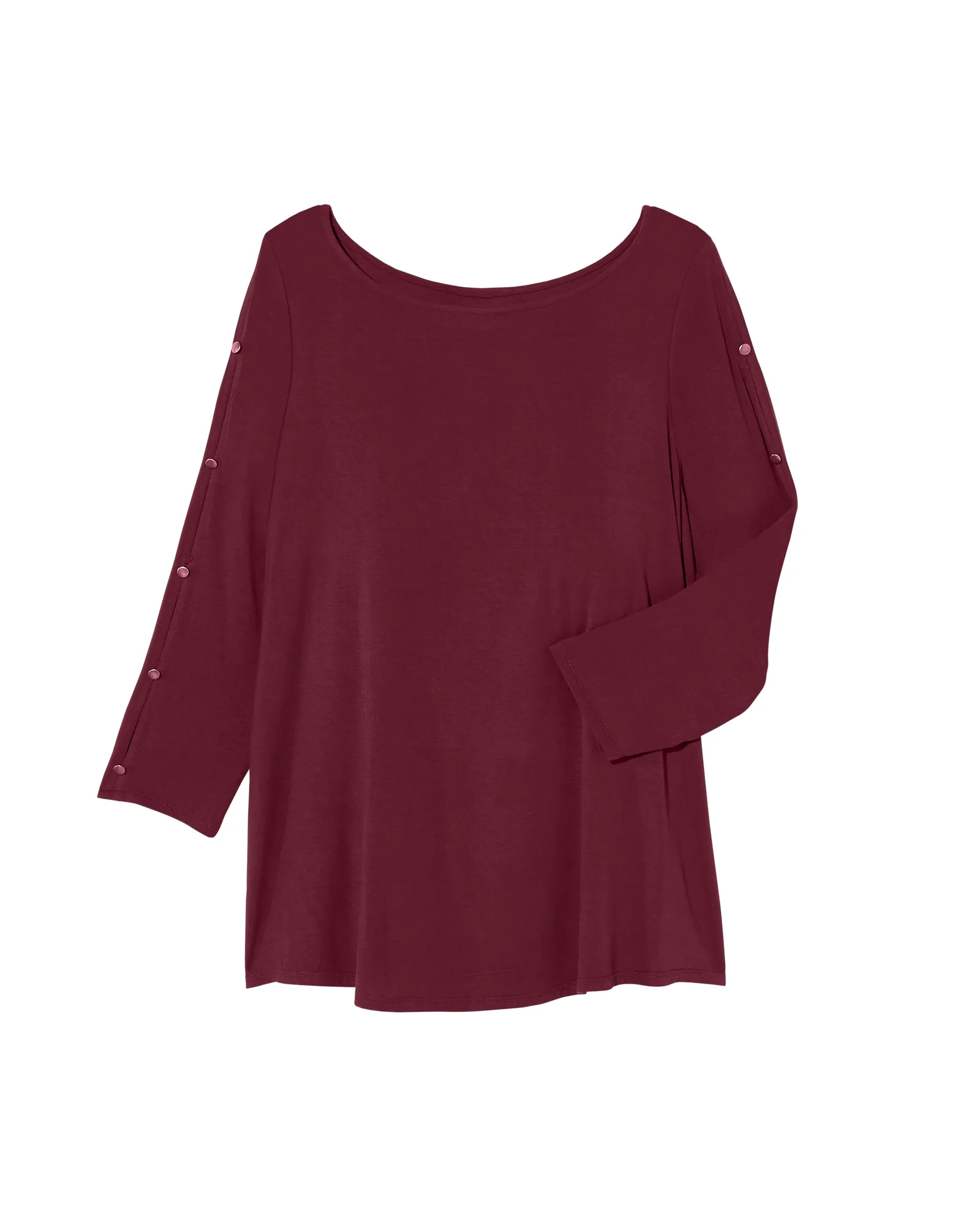 Ione Button Sleeve Top | Burgundy