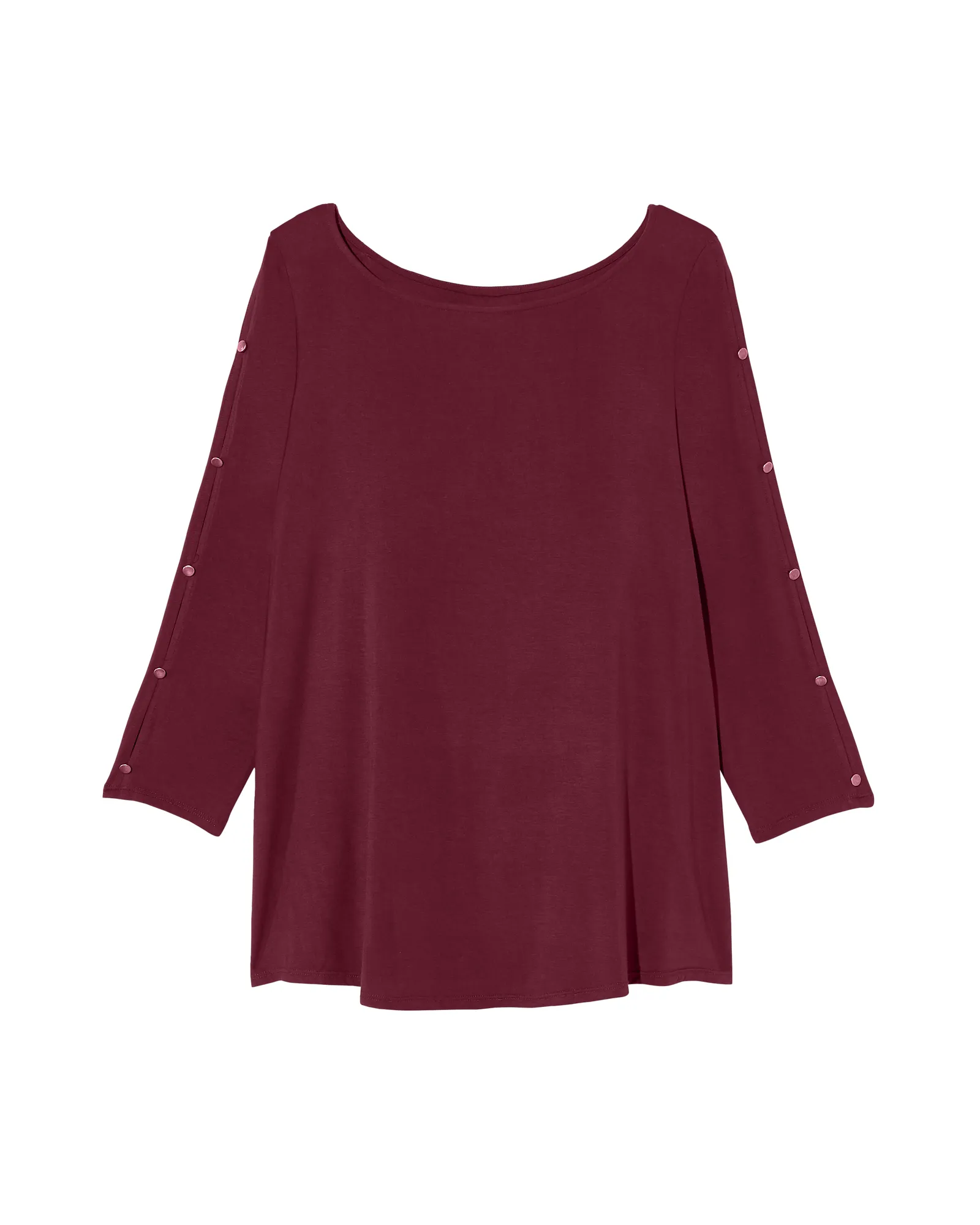 Ione Button Sleeve Top | Burgundy