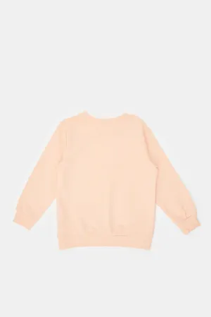 Ivory Floral Aop & Peach Solid Sweatshirt