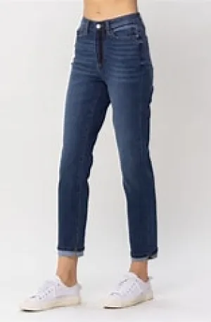 Judy Blue HW Cool Denim Cuff Boyfriend Jean