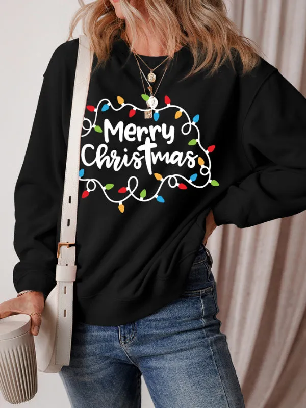 kesley MERRY CHRISTMAS Dropped Shoulder Long Sleeve Sweatshirt