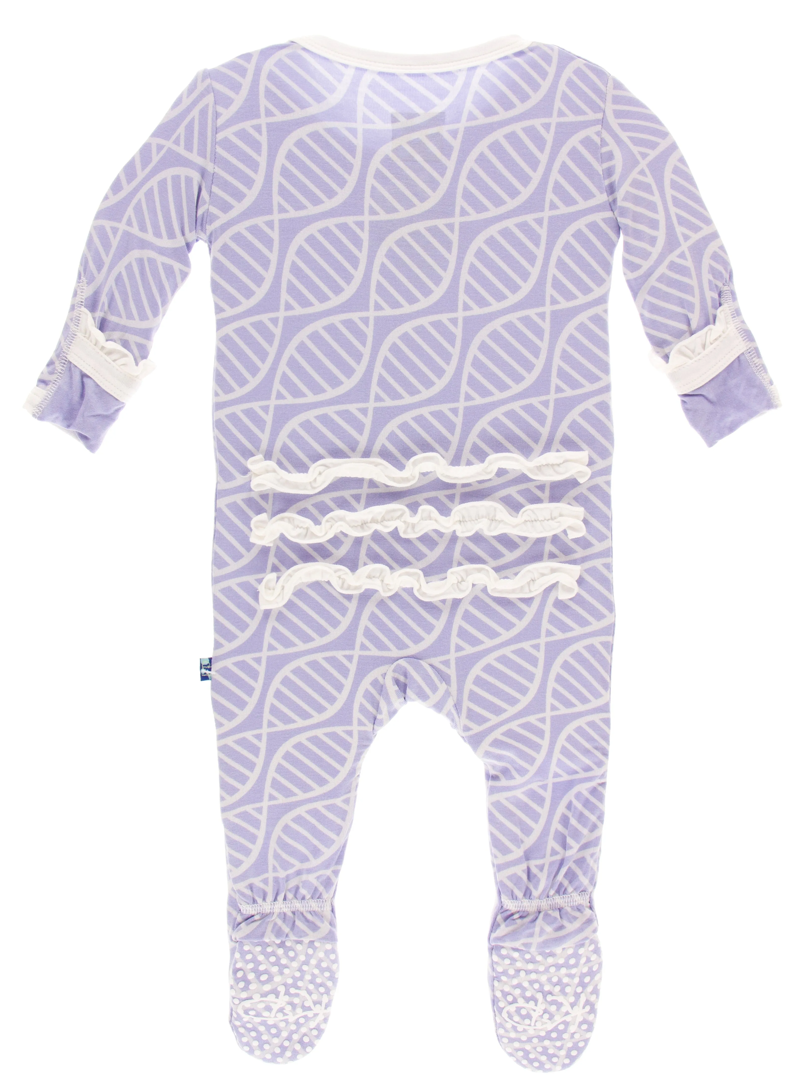 KicKee Pants Lilac Double Helix Classic Ruffle Footie with Zipper