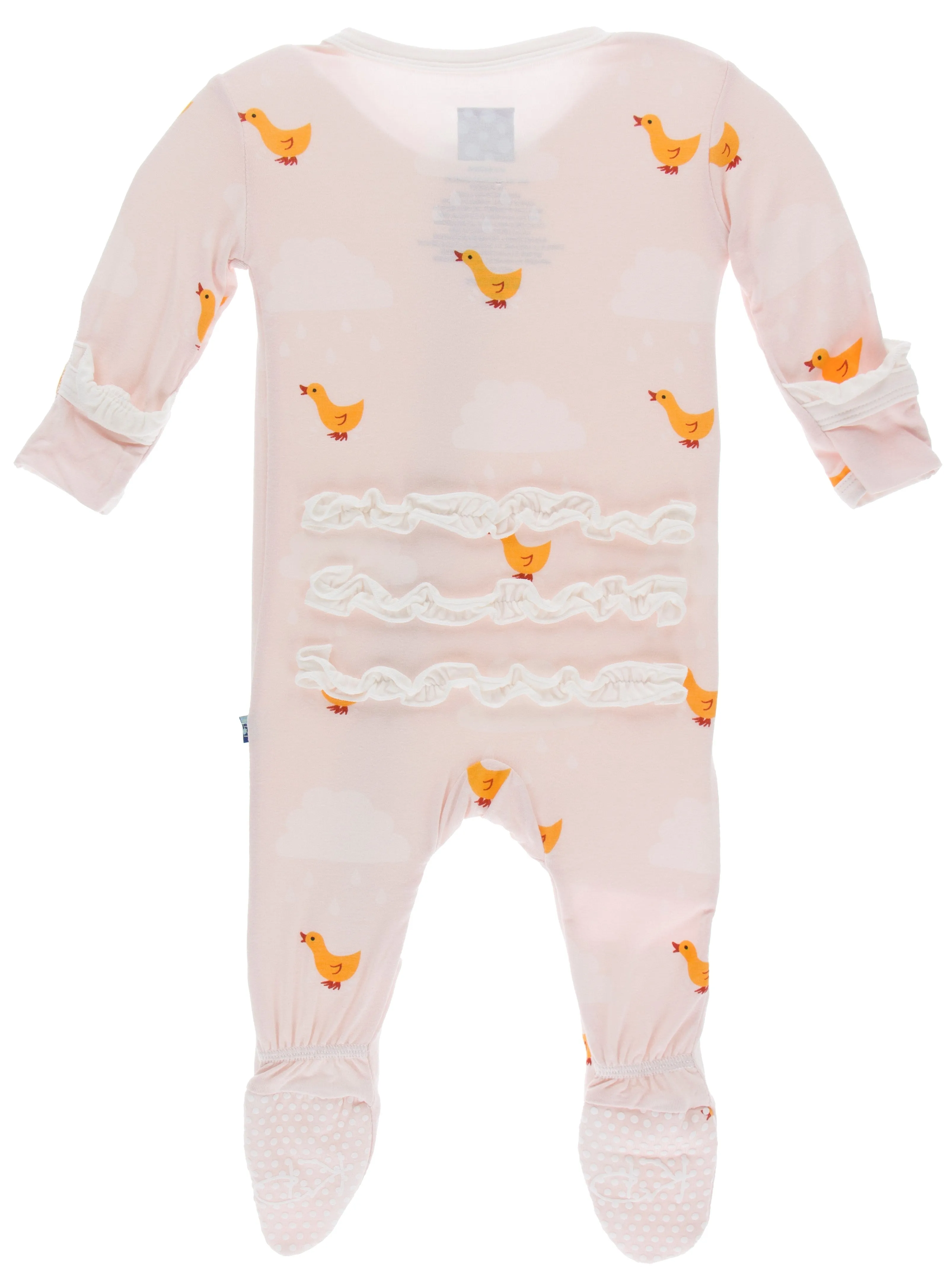 KicKee Pants Macaroon Puddle Duck Classic Ruffle Footie with Zipper