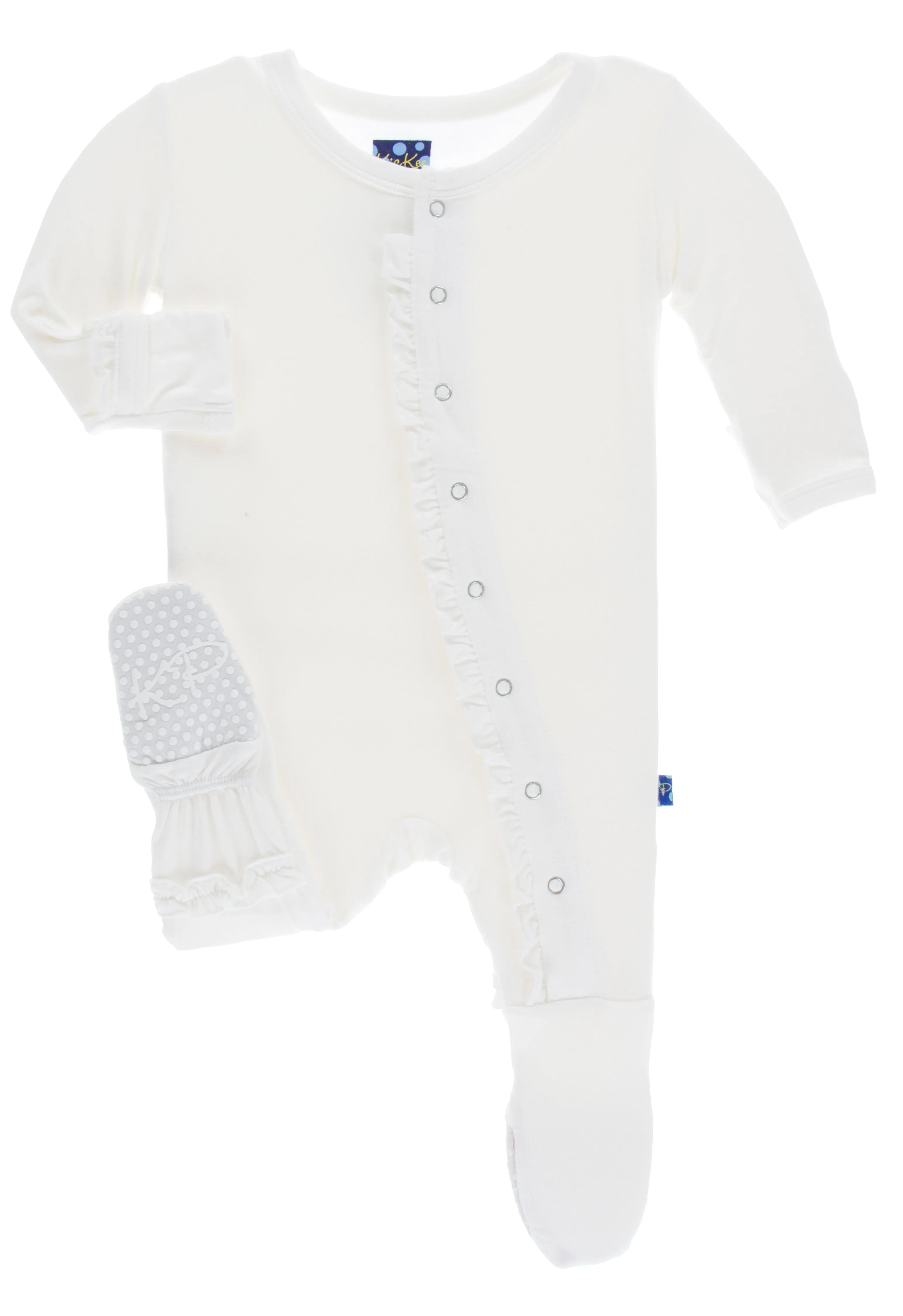 KicKee Pants Solid Natural Classic Ruffle Footie with Snaps