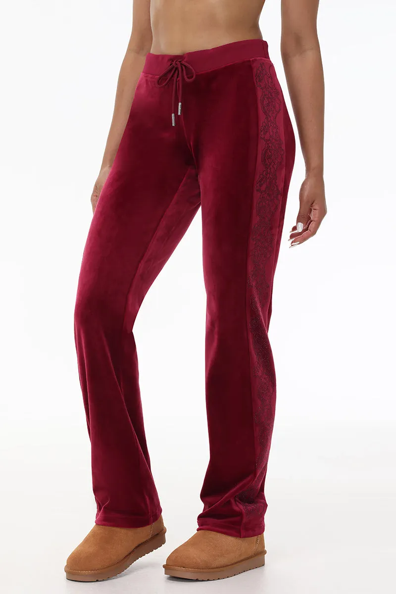 Lace Rhinestone Classic Track Pants