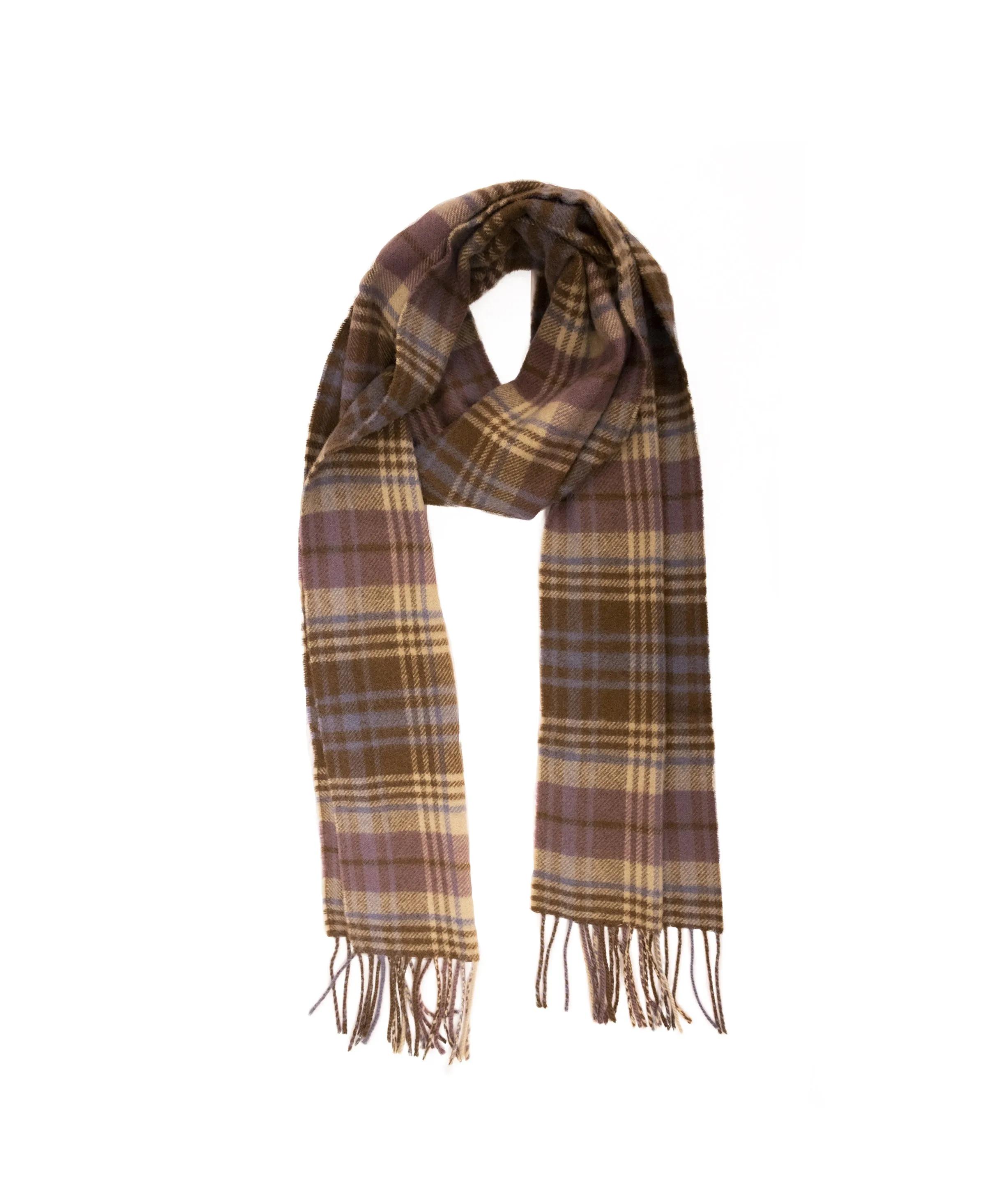 Lambswool Check Scarf - Chocolate