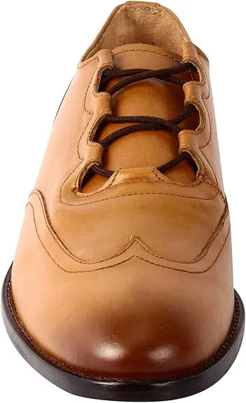 Libertyzeno Men's Tan Wingtip Oxford Lace Up Dress Shoes Size 9.5 Pair of Shoes