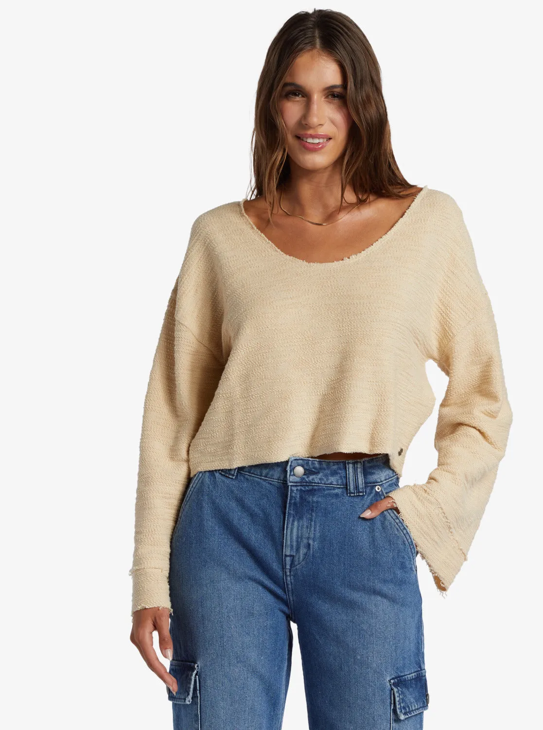 Made For You V-Neck Sweatshirt - Tapioca