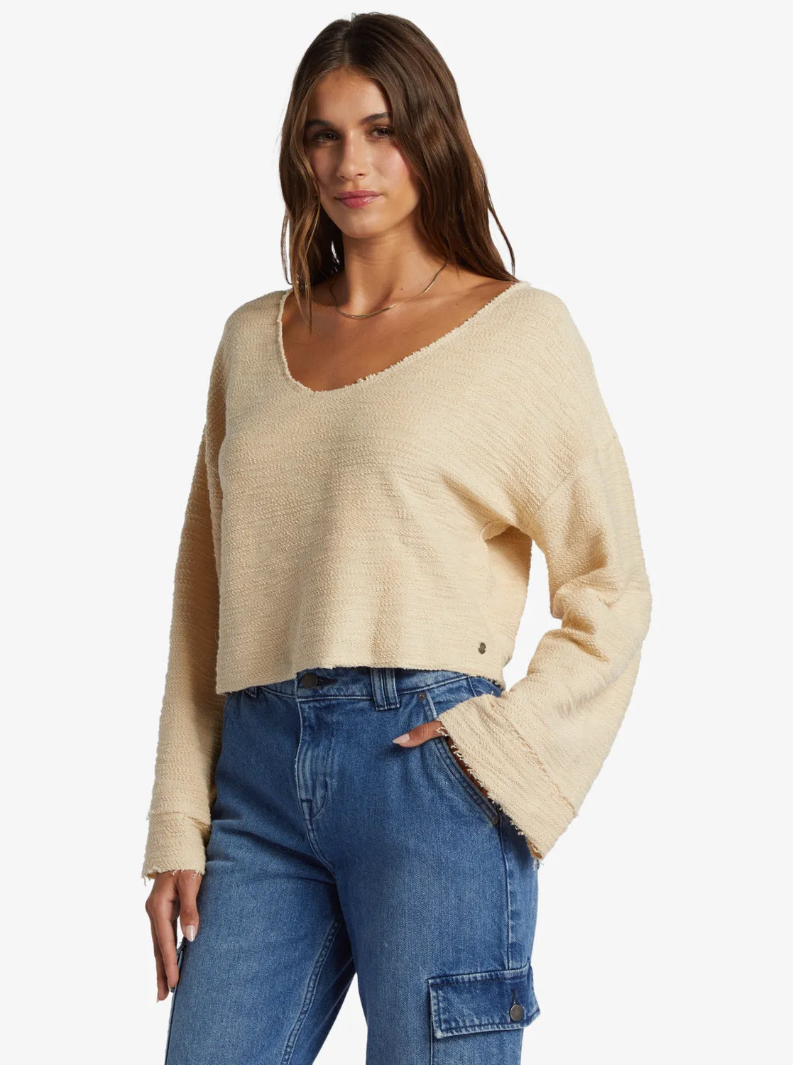 Made For You V-Neck Sweatshirt - Tapioca