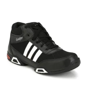 Men's Black & White High Top Running Shoes