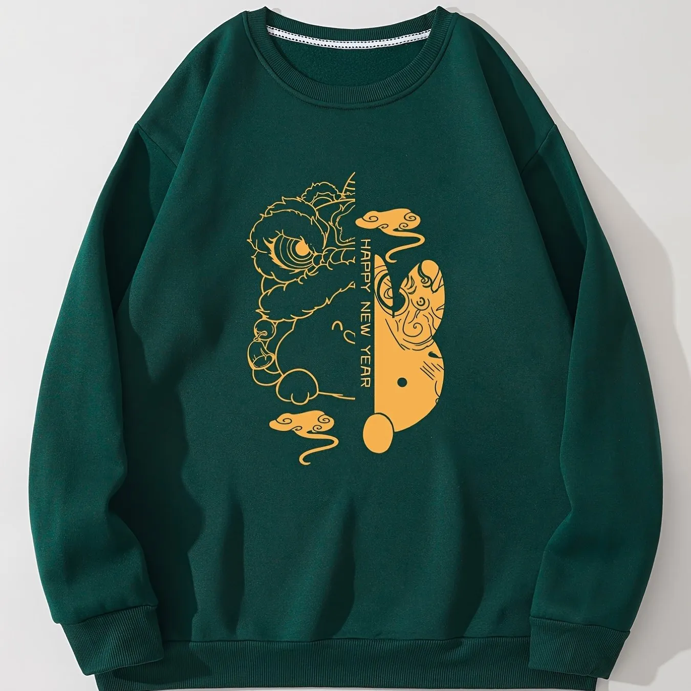 Men's Cartoon Rabbit Graphic Print Crew Neck Red Sweatshirt