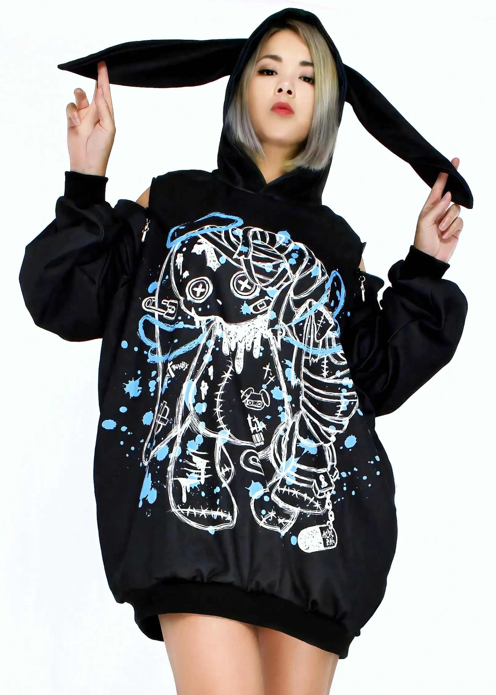 Mill & Nero Blood Mill Black Blue Oversized Hoodie