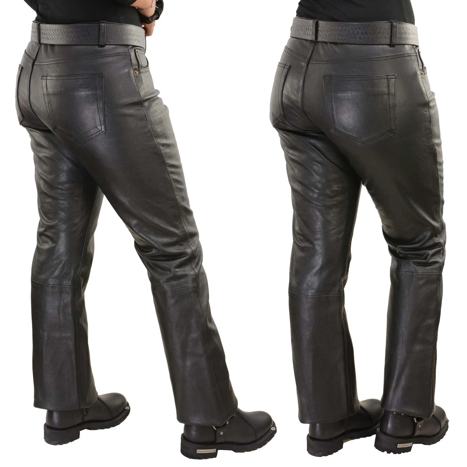 Milwaukee Leather LKL6790 Women's Classic 5 Pocket Black Casual Motorcycle Leather Pants