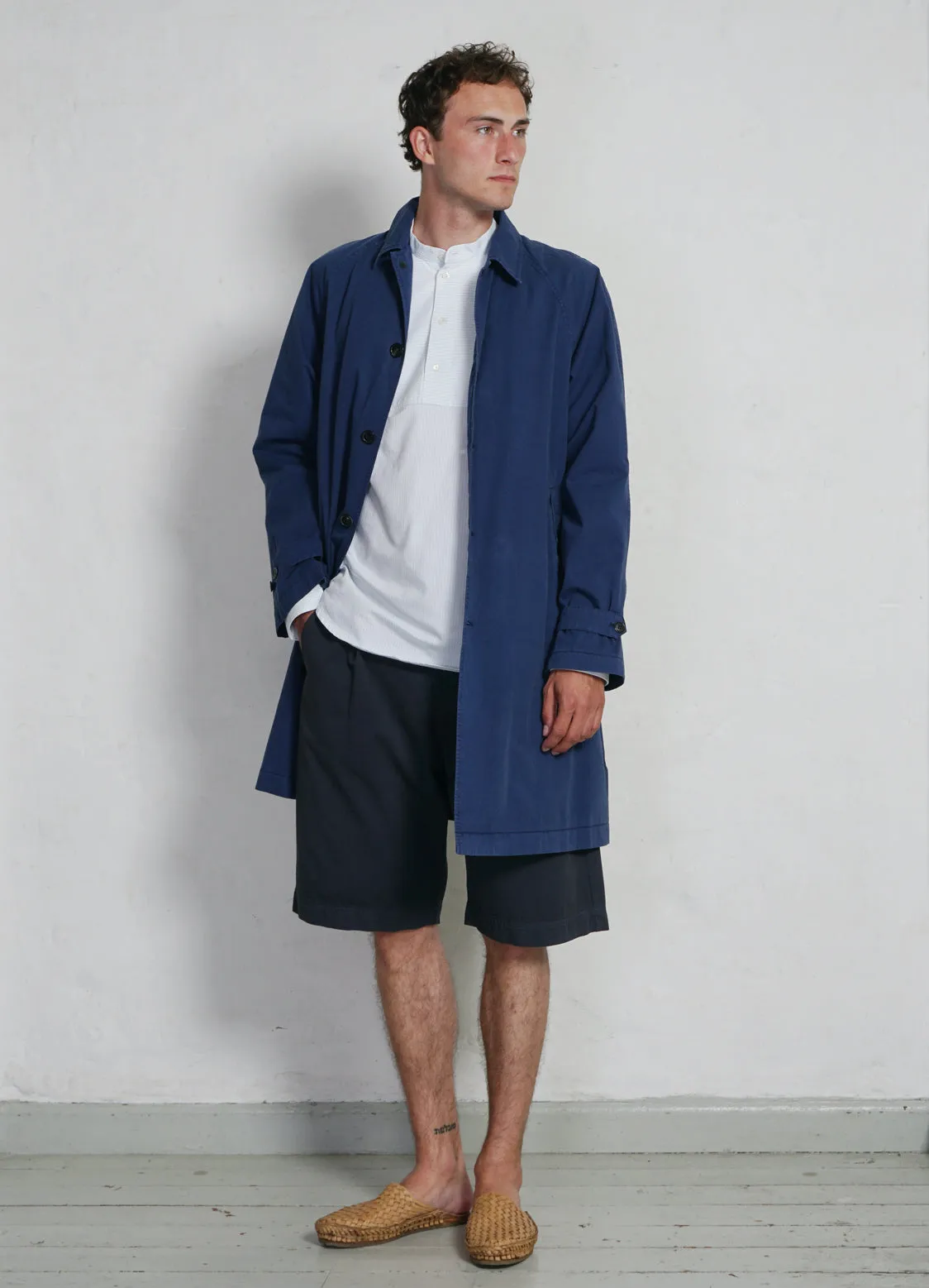 MORITZ | Long Windbreaker Coat | Work Blue