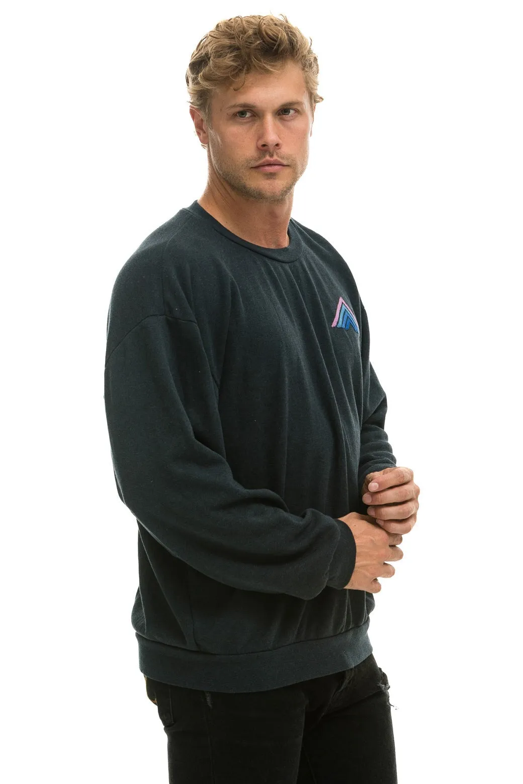 MOUNTAIN STITCH RELAXED CREW SWEATSHIRT - CHARCOAL // BLUE // PURPLE