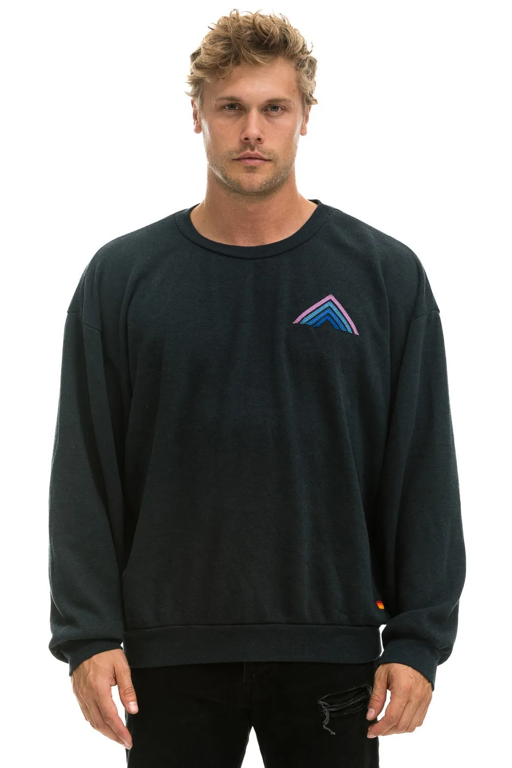 MOUNTAIN STITCH RELAXED CREW SWEATSHIRT - CHARCOAL // BLUE // PURPLE