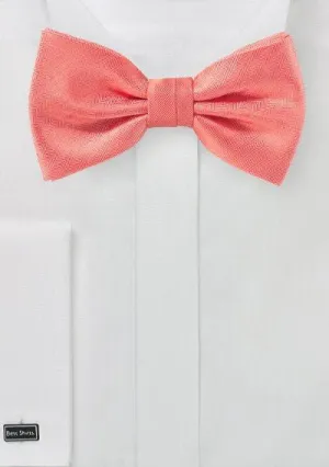 Neon Coral Herringbone Bowtie