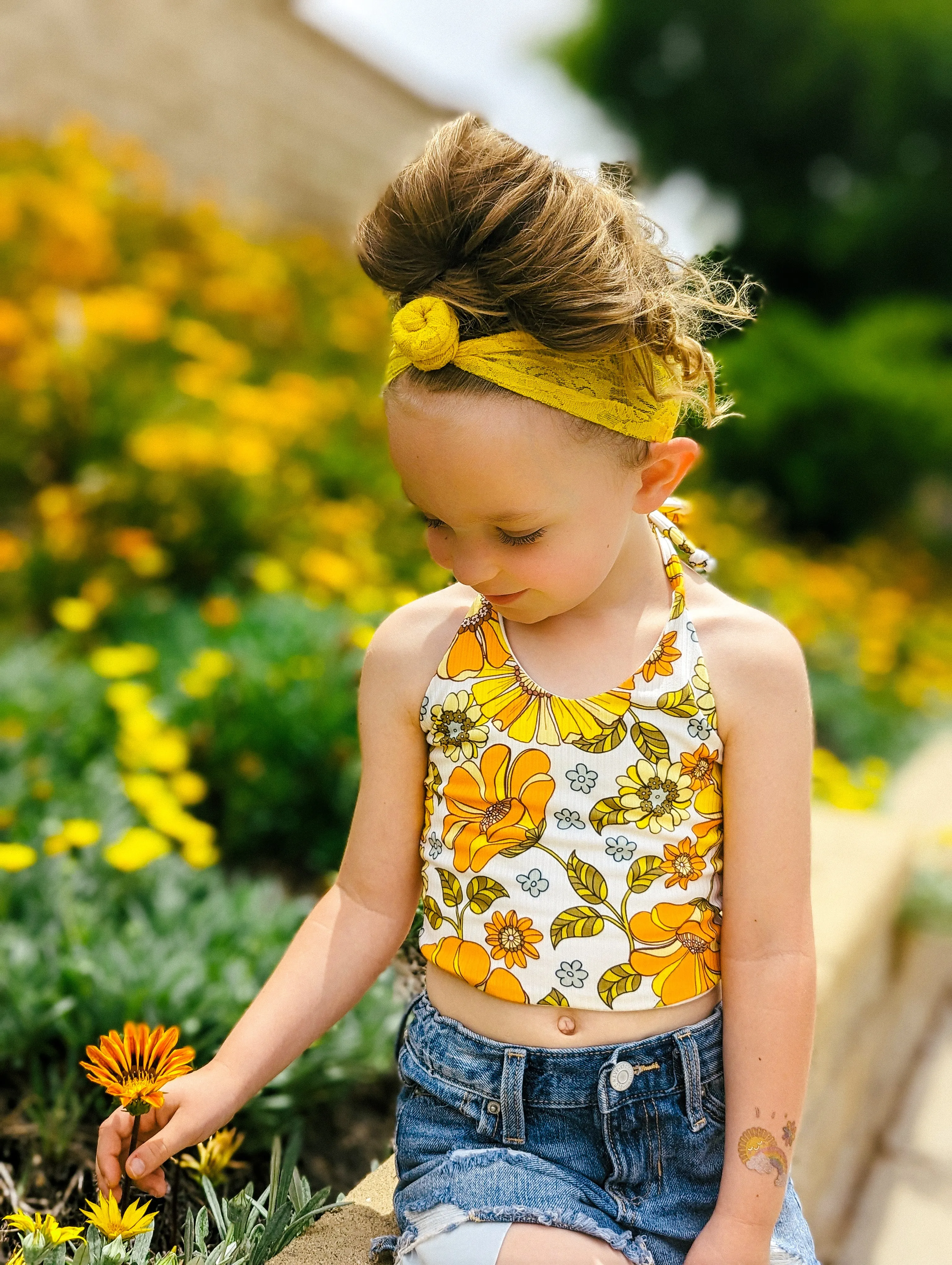 New!! Yellow Poppy Halter Top