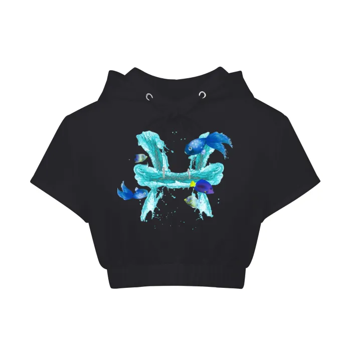 Pisces Hem Crop Hooded Top